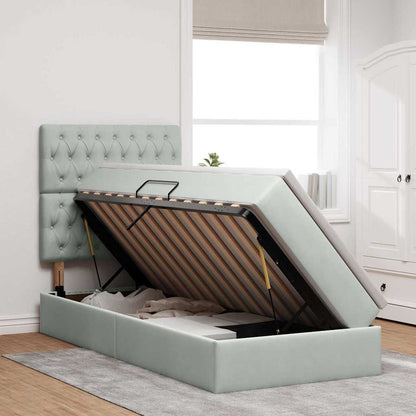 vidaXL Aufbewahrungsbett mit Matratze Hellgrau 100 x 200 cm Samt