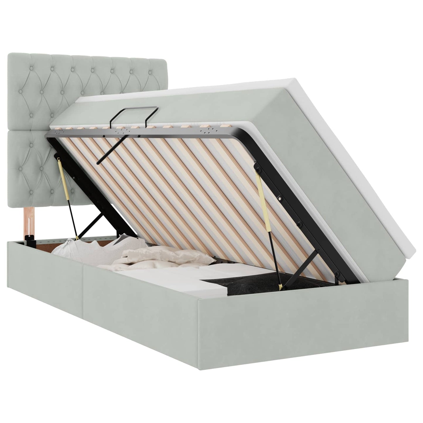 vidaXL Aufbewahrungsbett mit Matratze Hellgrau 100 x 200 cm Samt