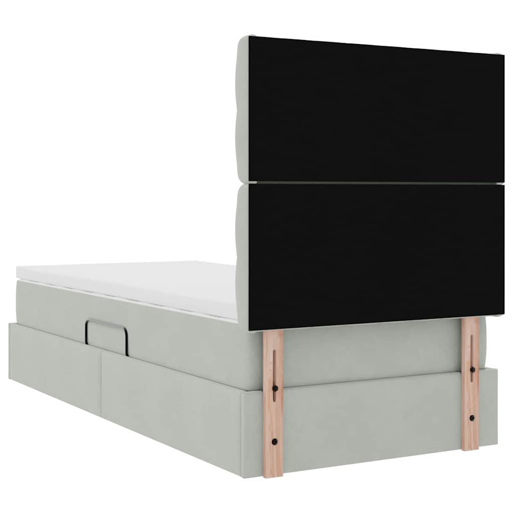 vidaXL Aufbewahrungsbett mit Matratze Hellgrau 100 x 200 cm Samt