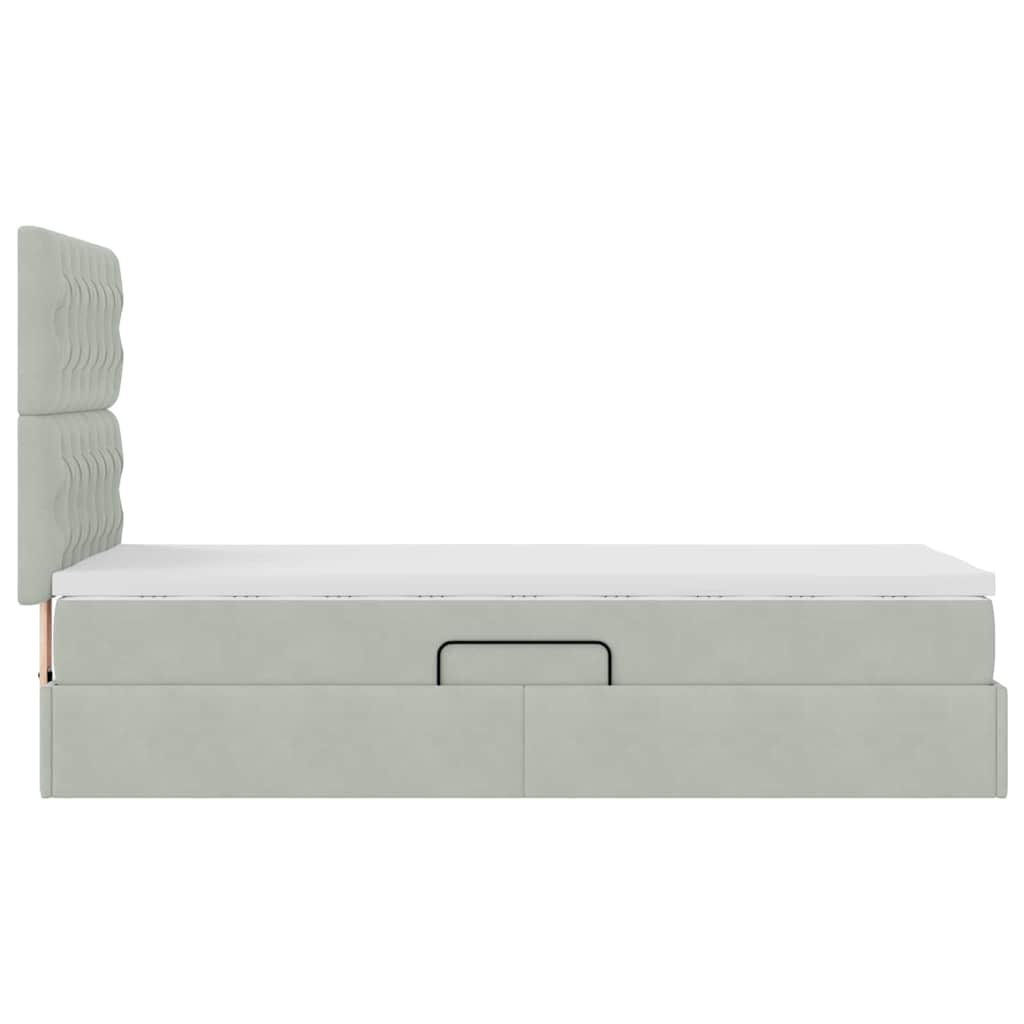 vidaXL Aufbewahrungsbett mit Matratze Hellgrau 100 x 200 cm Samt