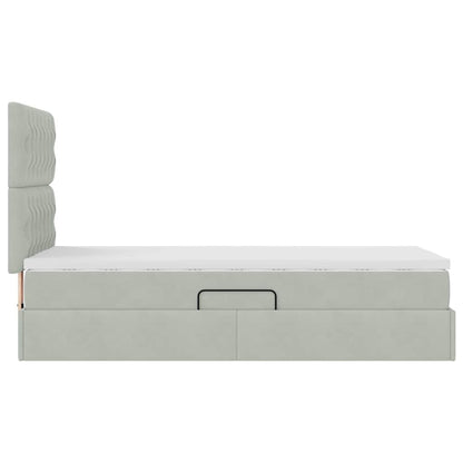 vidaXL Aufbewahrungsbett mit Matratze Hellgrau 100 x 200 cm Samt
