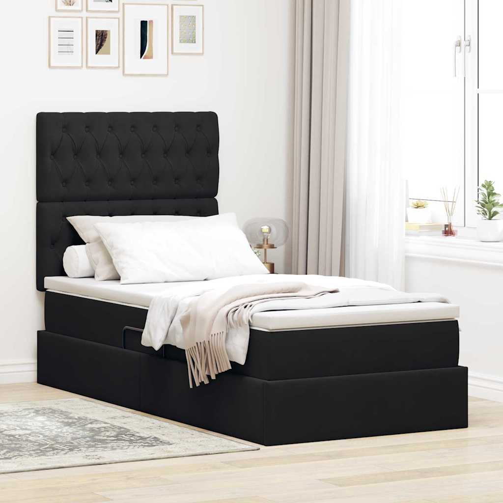 vidaXL Lit de rangement avec matelas Noir 100 x 200 cm Velours