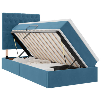 vidaXL Aufbewahrungsbett mit Matratze Dunkelblau 100 x 200 cm Samt