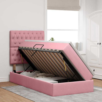 vidaXL Aufbewahrungsbett mit Matratze Rosa 100 x 200 cm Samt