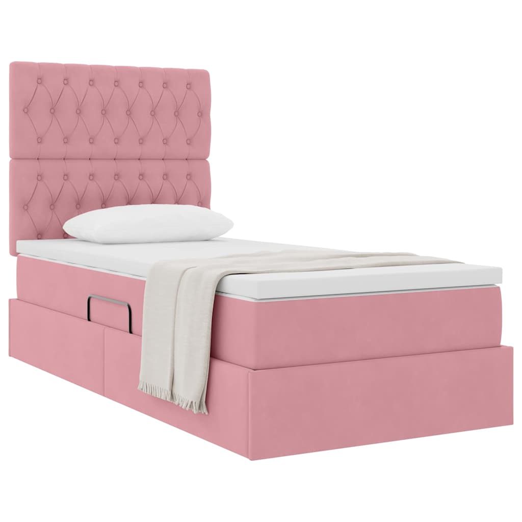 vidaXL Aufbewahrungsbett mit Matratze Rosa 100 x 200 cm Samt