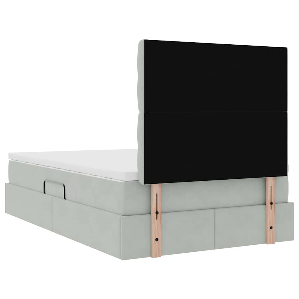 Aufbewahrungsbett mit Matratze Hellgrau 120 x 200 cm Samt