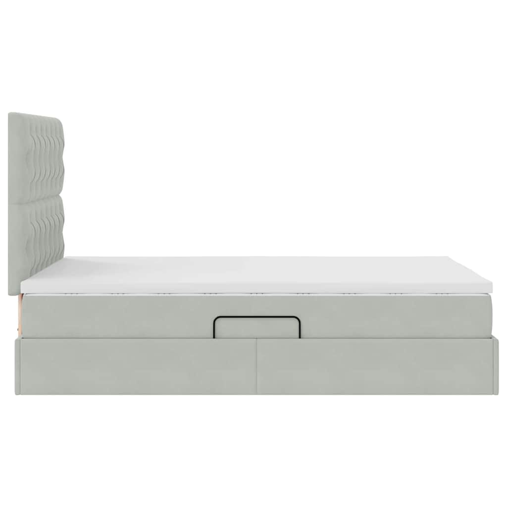 Aufbewahrungsbett mit Matratze Hellgrau 120 x 200 cm Samt