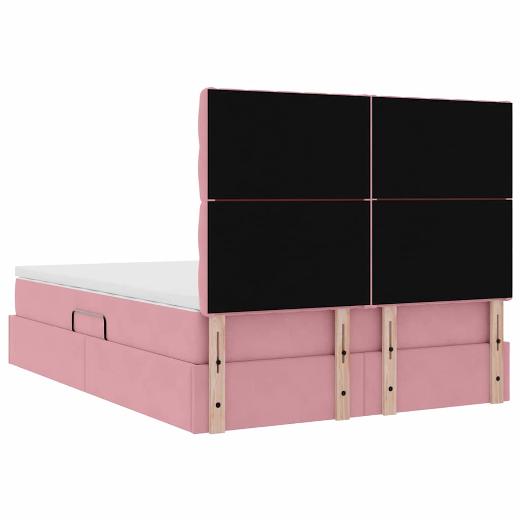 Aufbewahrungsbett mit Matratze Rosa 140 x 200 cm Samt