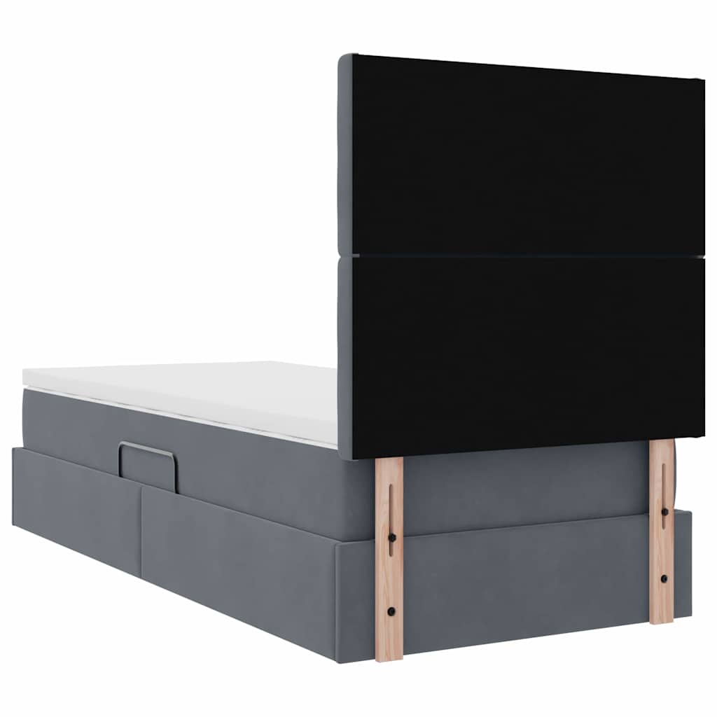 Aufbewahrungsbett mit Matratze Dunkelgrau 90 x 190 cm Samt