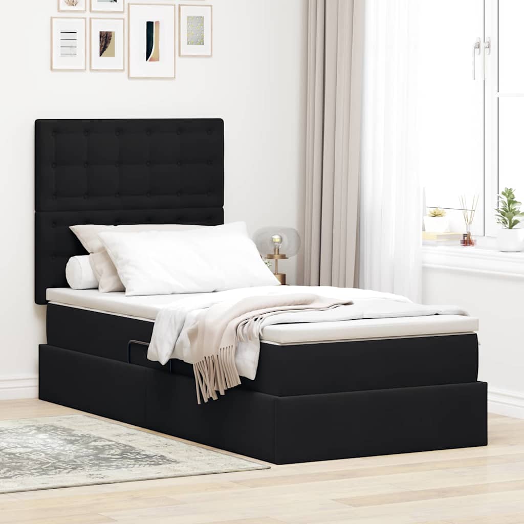 vidaXL Aufbewahrungsbett mit Matratze Schwarz 90 x 190 cm Samt