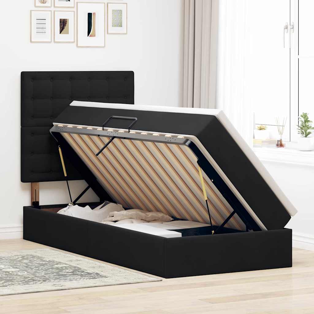 vidaXL Aufbewahrungsbett mit Matratze Schwarz 90 x 190 cm Samt