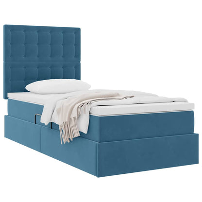vidaXL Aufbewahrungsbett mit Matratze Dunkelblau 90 x 190 cm Samt