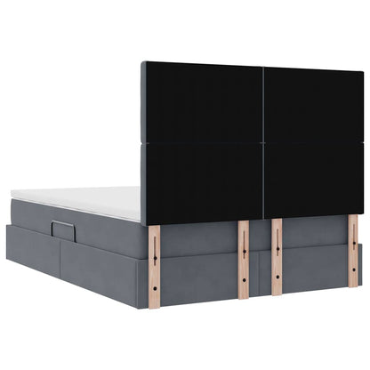 Aufbewahrungsbett mit Matratze Dunkelgrau 140 x 200 cm Samt