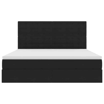 Aufbewahrungsbett mit Matratze Schwarz 180 x 200 cm Samt