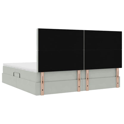 Aufbewahrungsbett mit Matratze Hellgrau 200 x 200 cm Samt