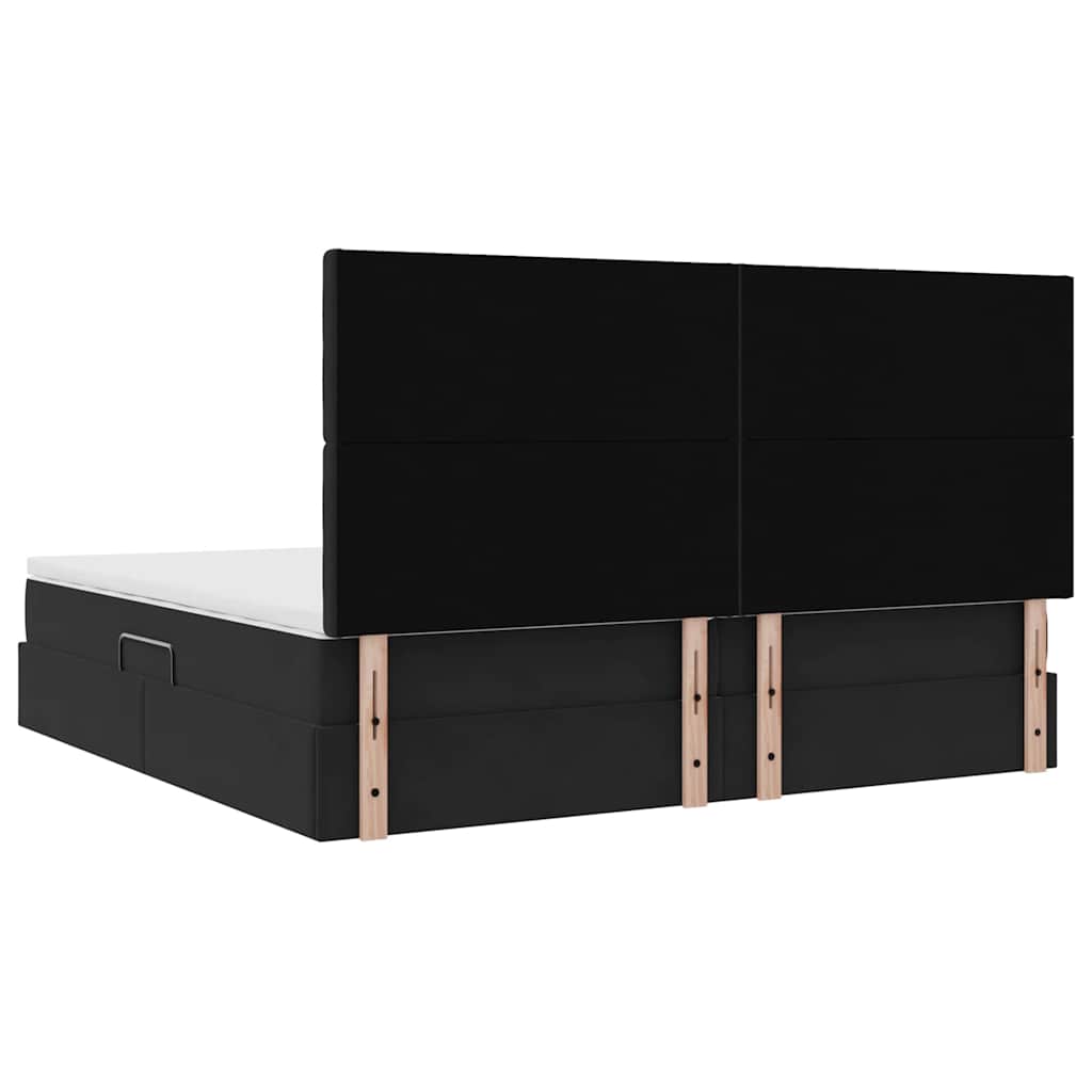 Aufbewahrungsbett mit Matratze Schwarz 200 x 200 cm Samt