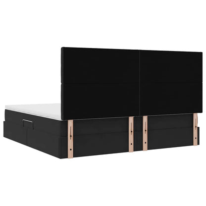 Aufbewahrungsbett mit Matratze Schwarz 200 x 200 cm Samt