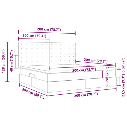 Aufbewahrungsbett mit Matratze Schwarz 200 x 200 cm Samt