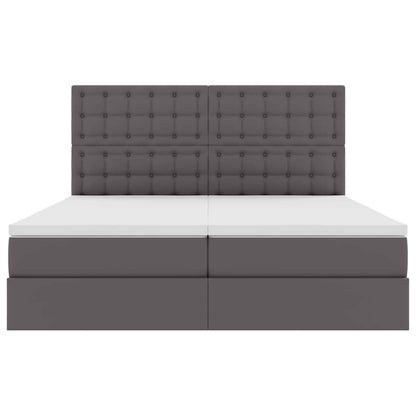 Aufbewahrungsbett mit Matratze Grau 180 x 200 cm Kunstleder