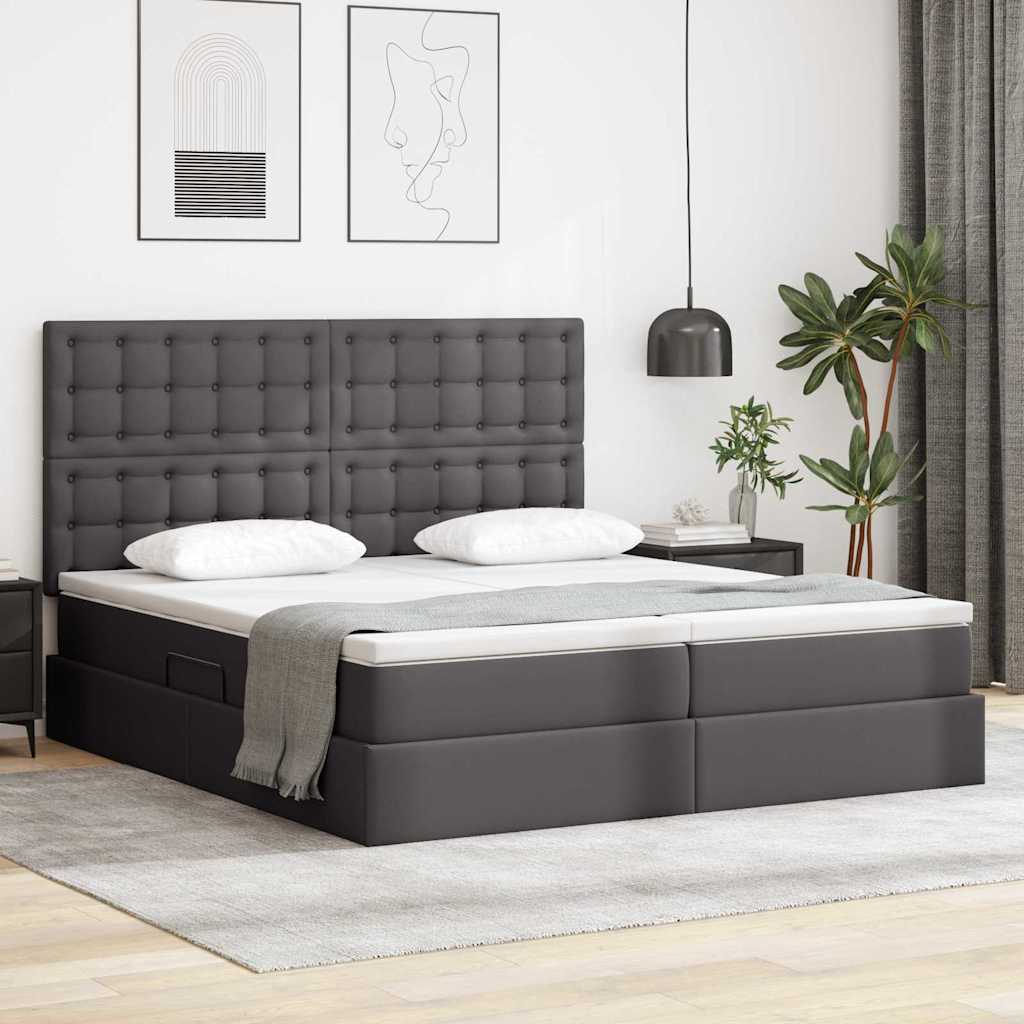 vidaXL Aufbewahrungsbett mit Matratze Grau 200 x 200 cm Kunstleder