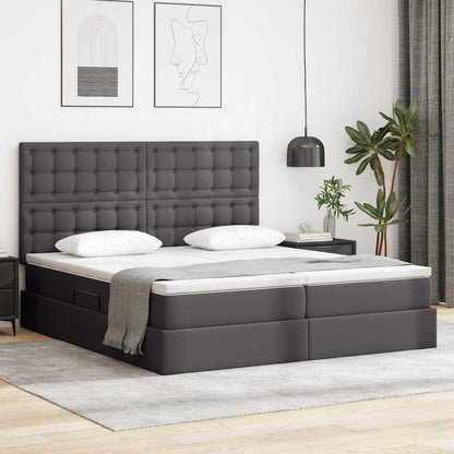 vidaXL Aufbewahrungsbett mit Matratze Grau 200 x 200 cm Kunstleder