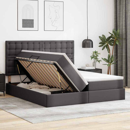 vidaXL Aufbewahrungsbett mit Matratze Grau 200 x 200 cm Kunstleder