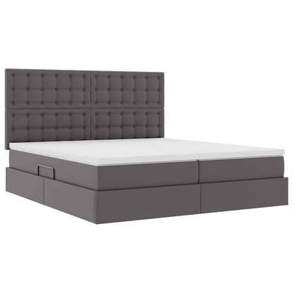 vidaXL Aufbewahrungsbett mit Matratze Grau 200 x 200 cm Kunstleder