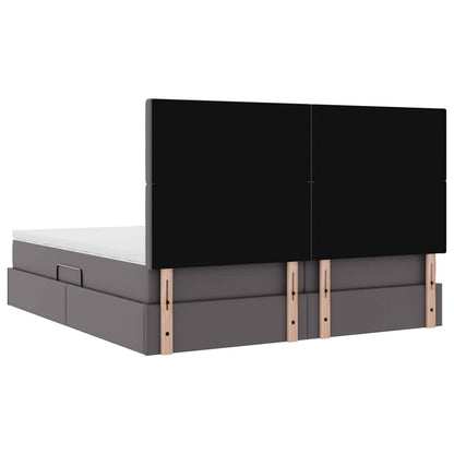 vidaXL Aufbewahrungsbett mit Matratze Grau 200 x 200 cm Kunstleder