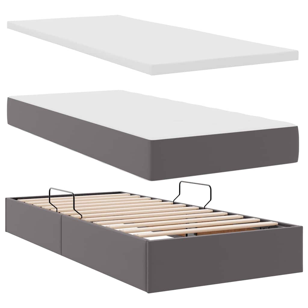 vidaXL Aufbewahrungsbett mit Matratze Grau 200 x 200 cm Kunstleder