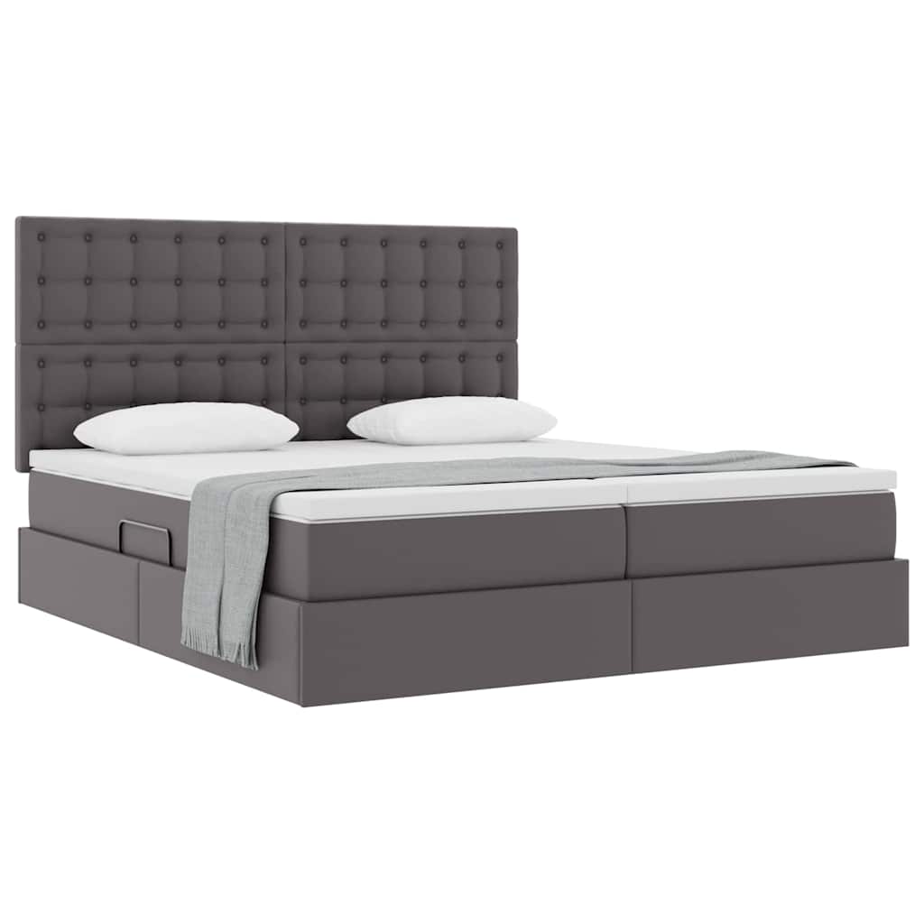 vidaXL Aufbewahrungsbett mit Matratze Grau 200 x 200 cm Kunstleder