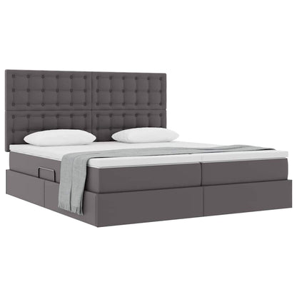 vidaXL Aufbewahrungsbett mit Matratze Grau 200 x 200 cm Kunstleder