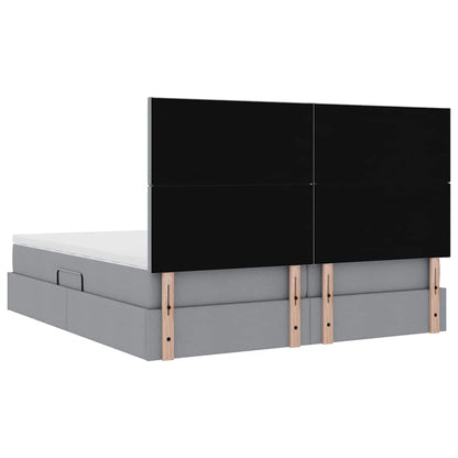 vidaXL Aufbewahrungsbett mit Matratze Hellgrau 200 x 200 cm Kunstleder