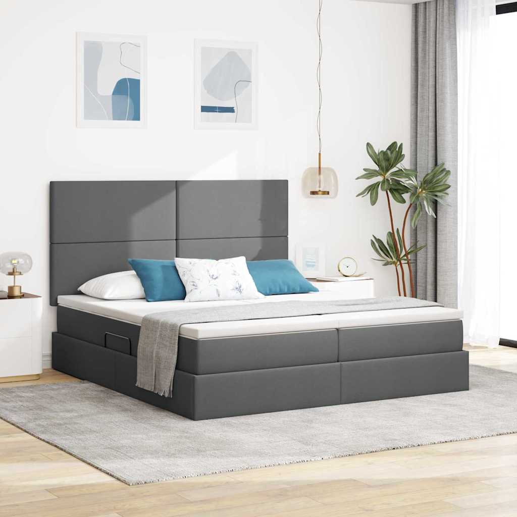 vidaXL Aufbewahrungsbett Dunkelgrau 200 x 200 cm Kunstleder