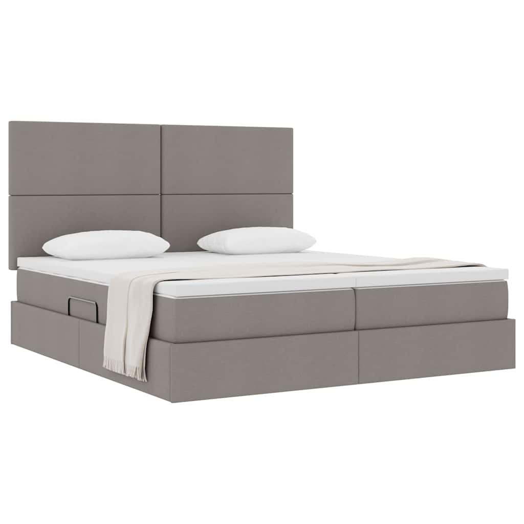 vidaXL Aufbewahrungsbett mit Matratze Taupe 200 x 200 cm Kunstleder
