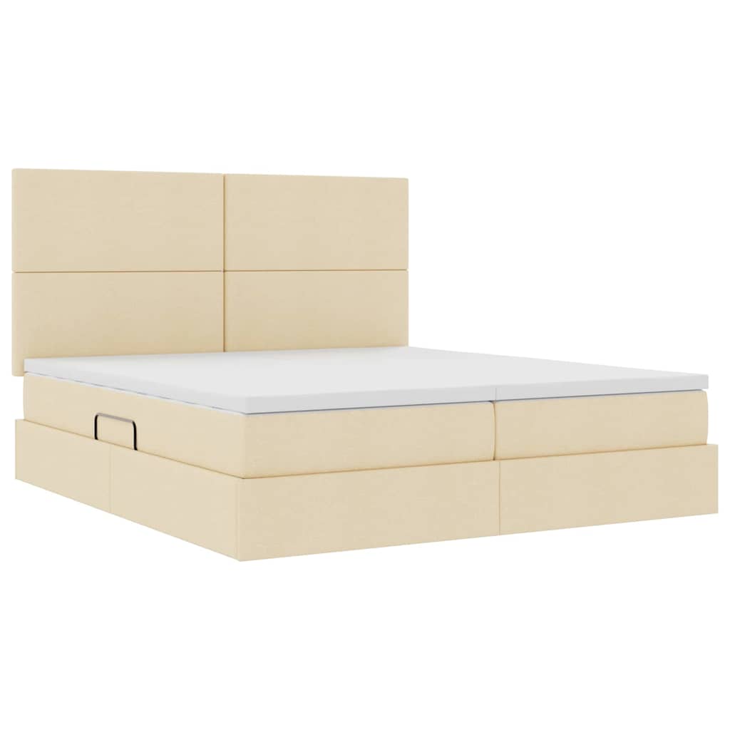 Aufbewahrungsbett mit Matratze Creme 200 x 200 cm Kunstleder