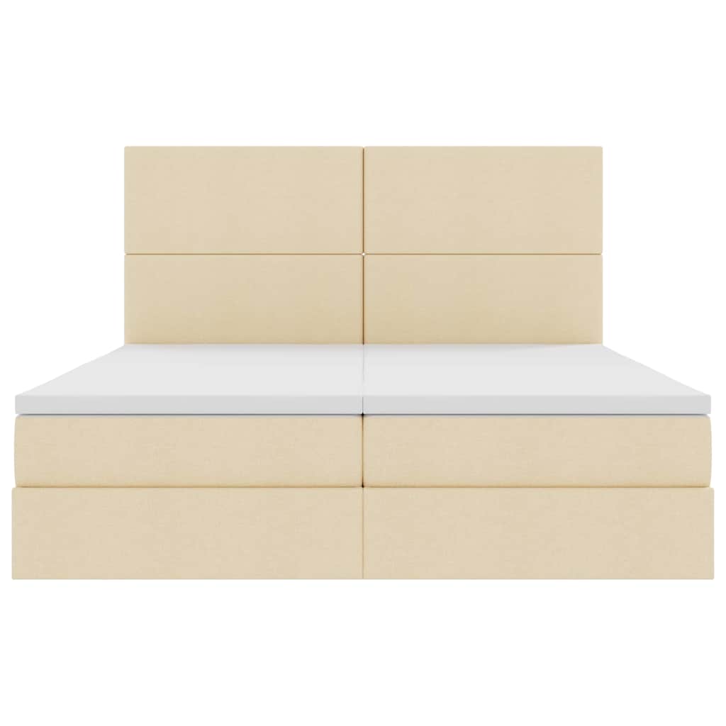 Aufbewahrungsbett mit Matratze Creme 200 x 200 cm Kunstleder