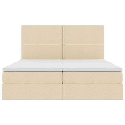 Aufbewahrungsbett mit Matratze Creme 200 x 200 cm Kunstleder