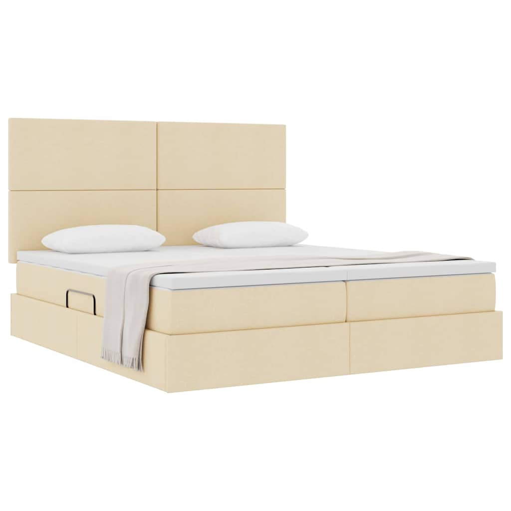 Aufbewahrungsbett mit Matratze Creme 200 x 200 cm Kunstleder