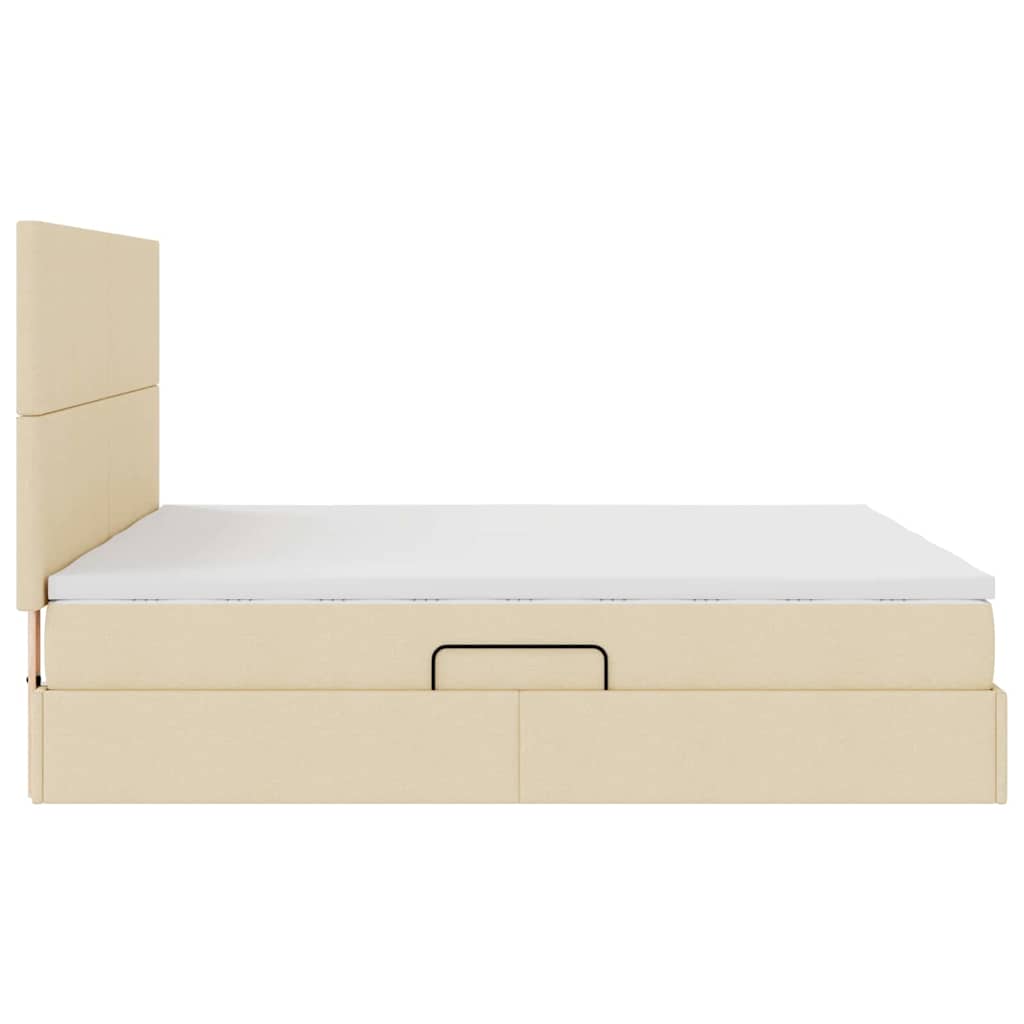 Aufbewahrungsbett mit Matratze Creme 200 x 200 cm Kunstleder