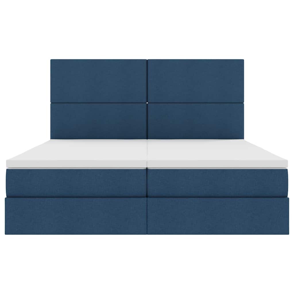 Aufbewahrungsbett mit Matratze Blau 200 x 200 cm Kunstleder
