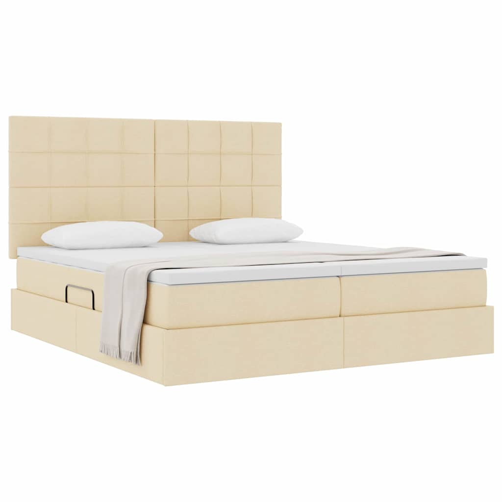 Aufbewahrungsbett mit Matratze Creme 180 x 200 cm Kunstleder