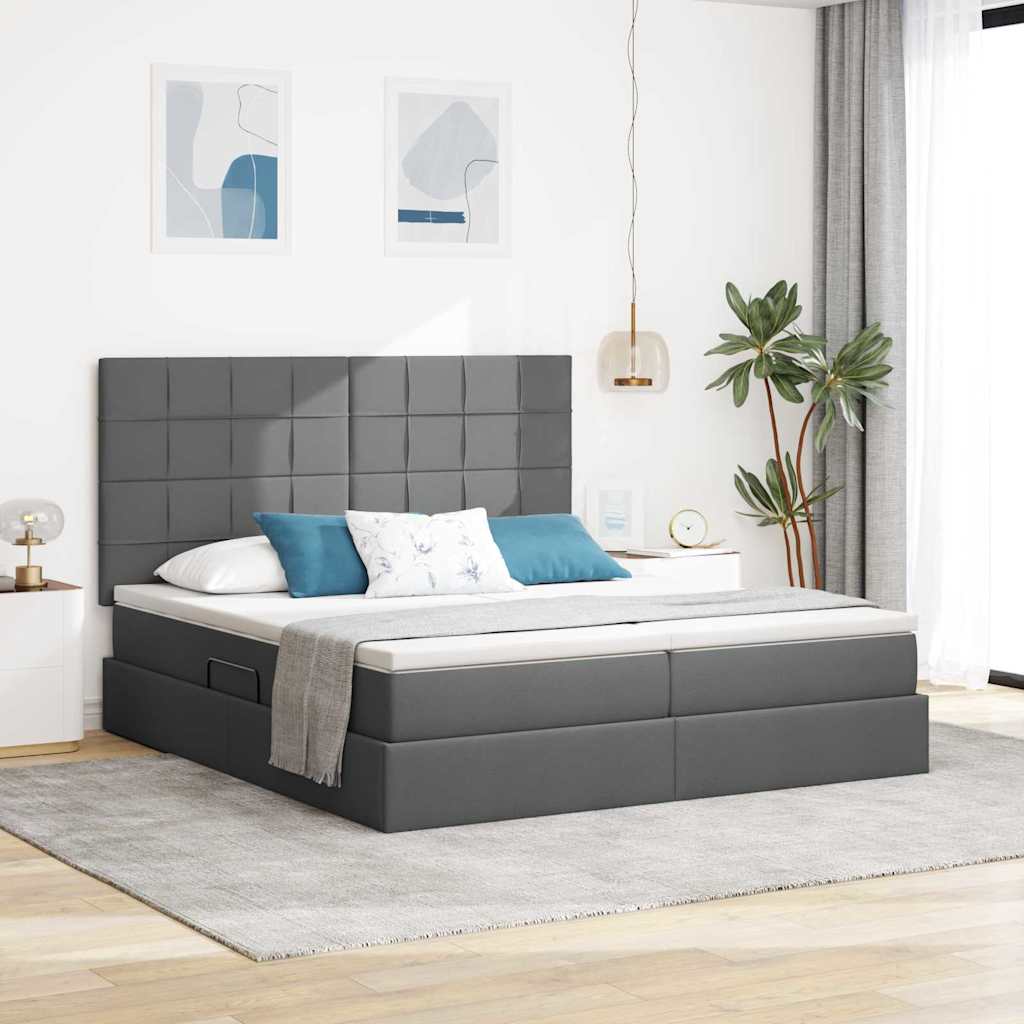 vidaXL Aufbewahrungsbett Dunkelgrau 200 x 200 cm Kunstleder