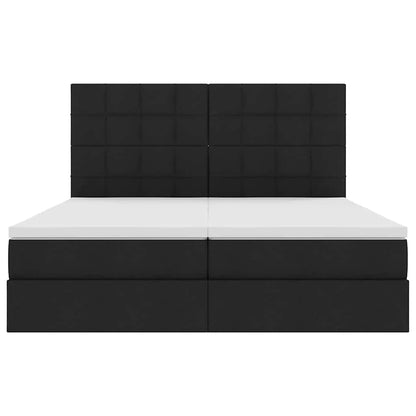 Aufbewahrungsbett mit Matratze Schwarz 200 x 200 cm Kunstleder