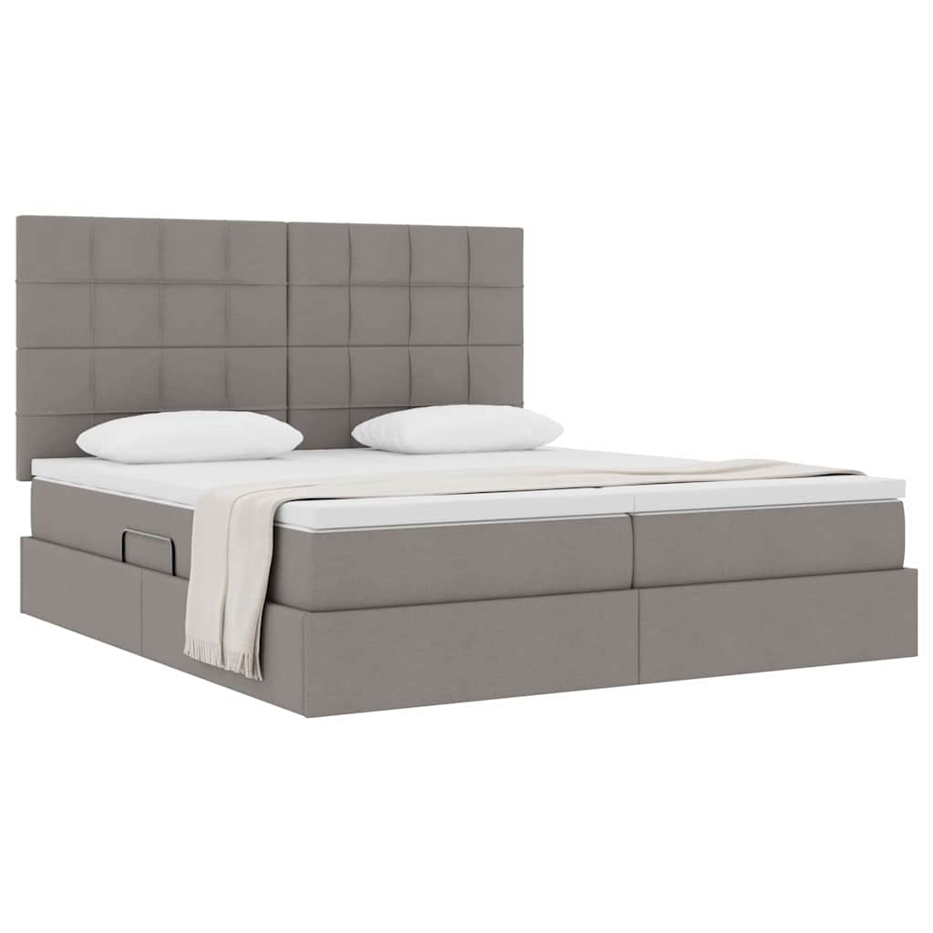 vidaXL Aufbewahrungsbett mit Matratze Taupe 200 x 200 cm Kunstleder