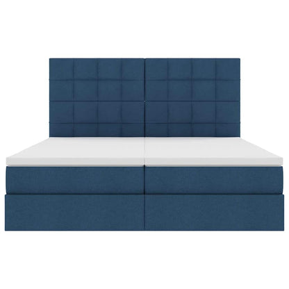 Aufbewahrungsbett mit Matratze Blau 200 x 200 cm Kunstleder