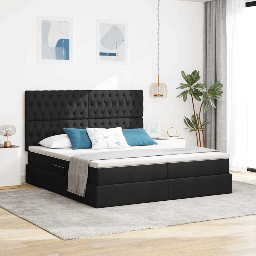 vidaXL Aufbewahrungsbett mit Matratze Schwarz 180 x 200 cm Kunstleder