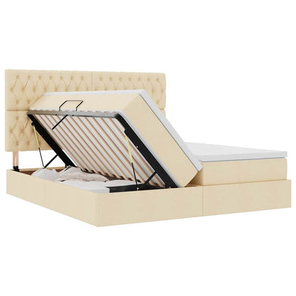 Aufbewahrungsbett mit Matratze Creme 180 x 200 cm Kunstleder
