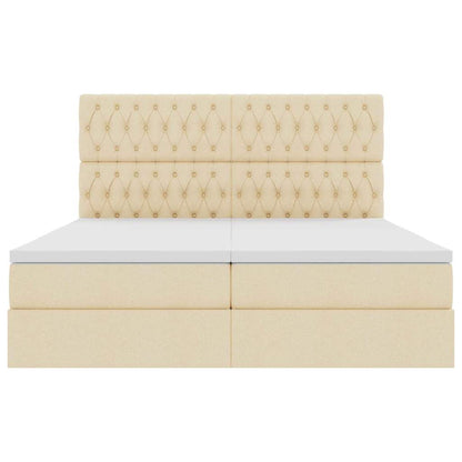 Aufbewahrungsbett mit Matratze Creme 180 x 200 cm Kunstleder