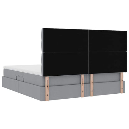 vidaXL Aufbewahrungsbett mit Matratze Hellgrau 200 x 200 cm Kunstleder