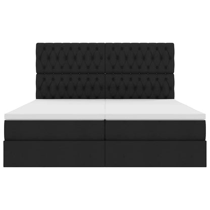 Aufbewahrungsbett mit Matratze Schwarz 200 x 200 cm Kunstleder